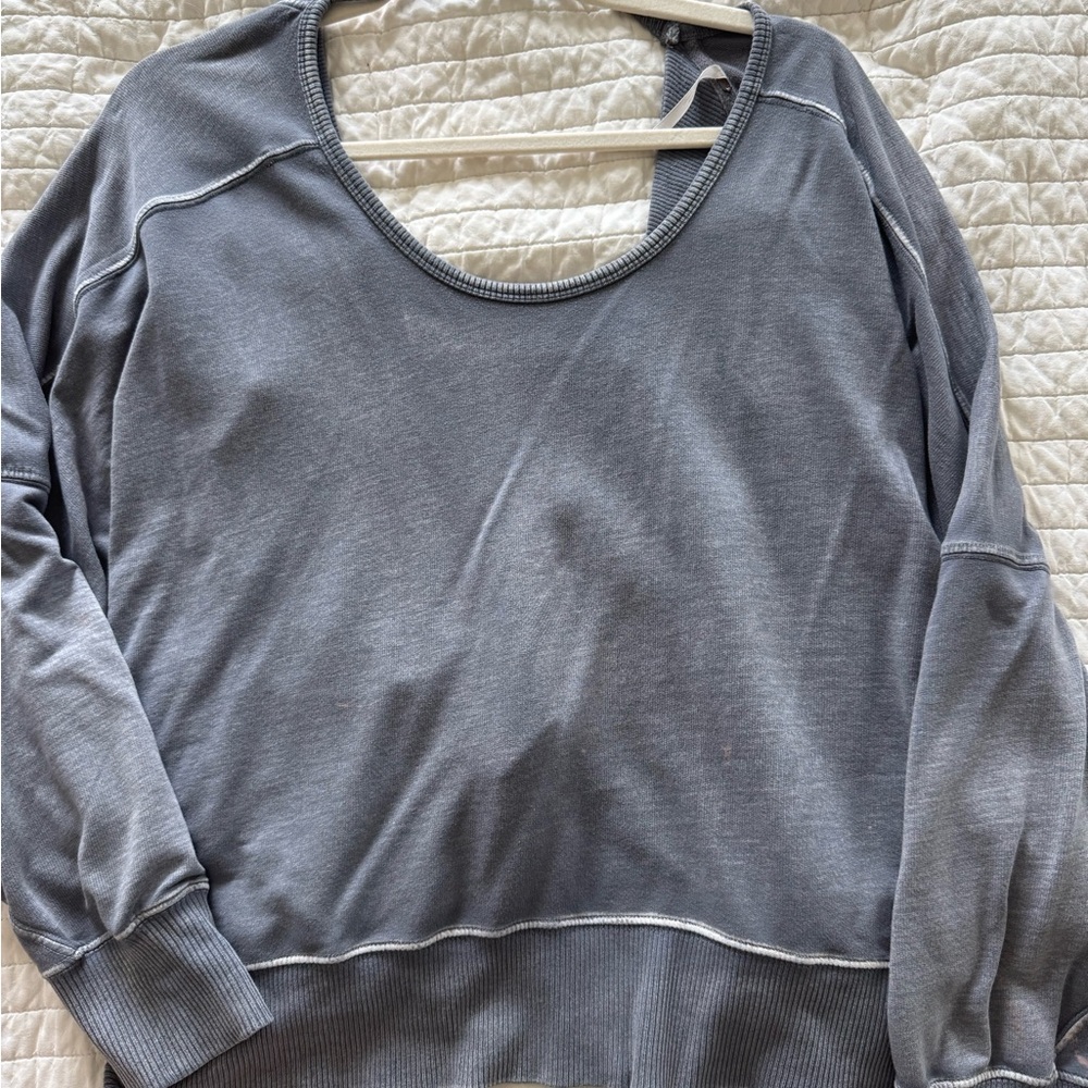 Free People Gray Scoop Neck Sweatshirt